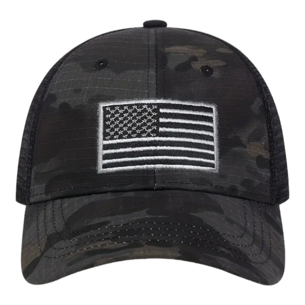USA American Flag Camo Hat Adjustable Mens Tactical Trucker Baseball Military